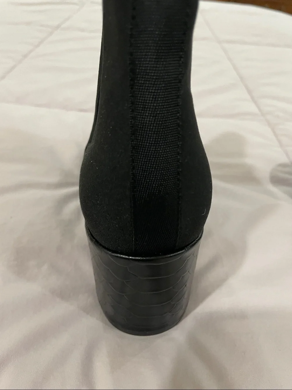 Donald J. Pliner faux suede Black Ankle Booties with Textured Block Heel - Picture 3 of 8